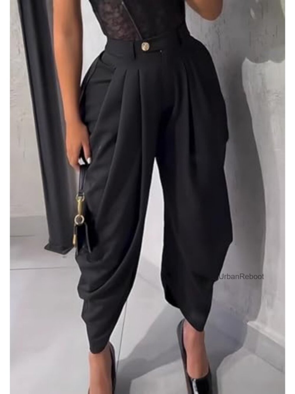 High Waisted Wide Leg Pleated Dress Pants Business Casual Slacks - Picture 4 of 6